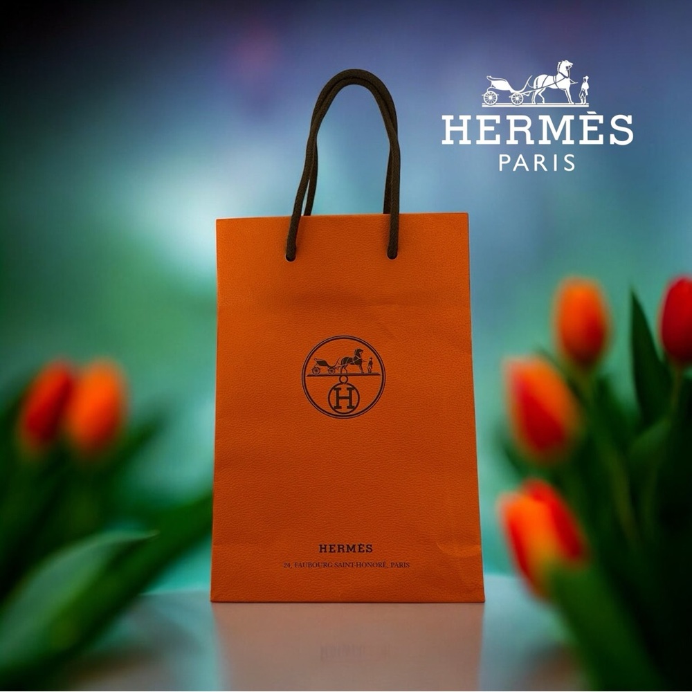 HERMES Orange Tote Shopping Bag small